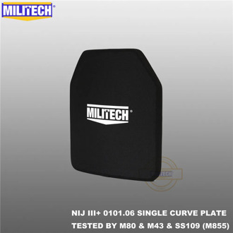 MILITECH SAPI & 10x12 Bulletproof Plate NIJ III+ /NIJ 0101.07 RF2 Alumina&PE Stand Alone One PC Ballistic Panel AK47&SS109&M80