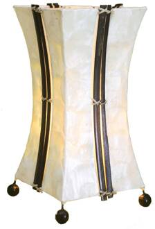 Milla tafellamp, Capiz en bamboe, hoogte 30 cm wit, natuurlijk bruin