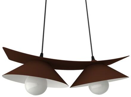 Miller Hanglamp, 2x E27, Metaal, Bruin Corten/wit, L.27cm
