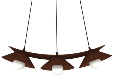 Miller Hanglamp, 3x E27, Metaal, Bruin Corten, L.70cm