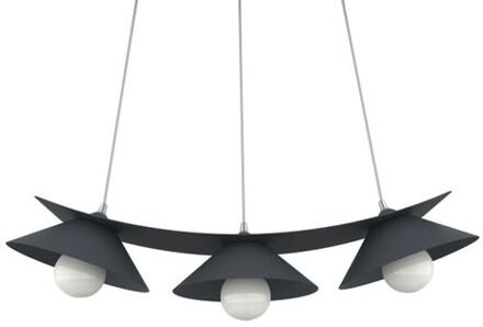 Miller Hanglamp, 3x E27, Metaal, Grijs Antraciet, L.70cm