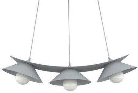 Miller Hanglamp, 3x E27, Metaal, Grijs, L.70cm