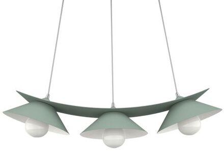 Miller Hanglamp, 3x E27, Metaal, Groen Iceberg/wit, L.70cm