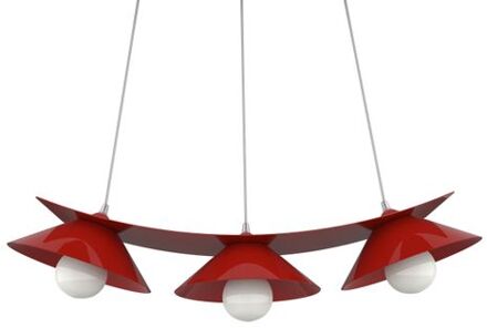 Miller Hanglamp, 3x E27, Metaal, Rood Glanzend, L.70cm