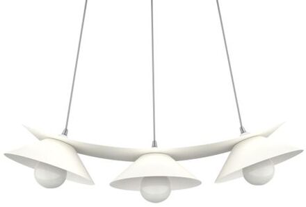 Miller Hanglamp, 3x E27, Metaal, Wit Mat, L.70cm