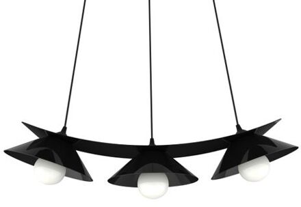 Miller Hanglamp, 3x E27, Metaal, Zwart Glanzend, L.70cm