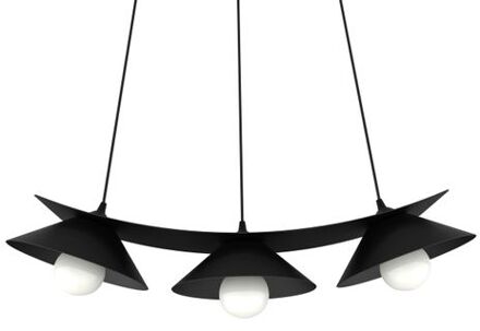 Miller Hanglamp, 3x E27, Metaal, Zwart Mat, L.70cm