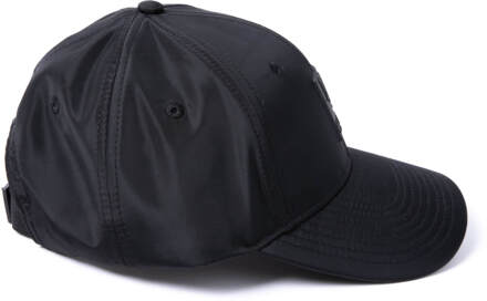 Milliner 6 Panel Nylon Rubber Badge Black Cap Zwart