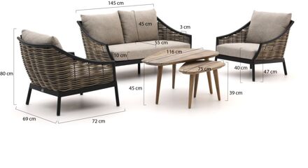 Milou/ROUGH-K stoel-bank loungeset 5-delig - Laagste prijsgarantie! Zwart