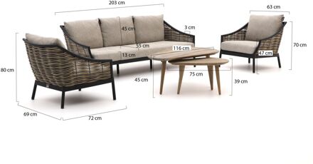 Milou/ROUGH-K stoel-bank loungeset 5-delig - Laagste prijsgarantie! Zwart