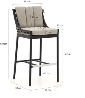 Milou/ROUGH-X 180cm barset 5-delig - Laagste prijsgarantie! Zwart