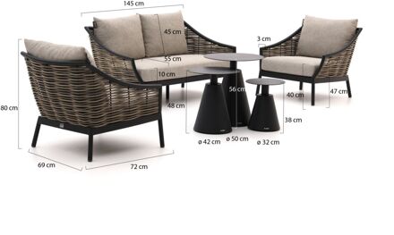 Milou/Tusa stoel-bank loungeset 4-zits 6-delig - Laagste prijsgarantie! Grijs