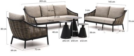 Milou/Tusa stoel-bank loungeset 6-zits 6-delig - Laagste prijsgarantie! Grijs