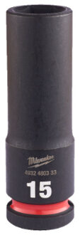 Milwaukee SHOCKWAVE™ Krachtdop 1/2" lang 15 mm - 1 stuk 4932480333