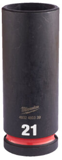 Milwaukee SHOCKWAVE™ Krachtdop 1/2" lang 21 mm - 1 stuk 4932480339