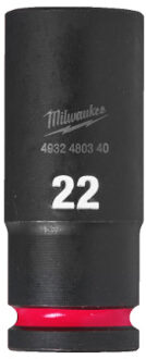 Milwaukee SHOCKWAVE™ Krachtdop 1/2" lang 22 mm - 1 stuk 4932480340