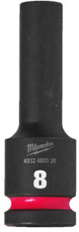 Milwaukee SHOCKWAVE™ Krachtdop 1/2" lang 8 mm - 1 stuk 4932480326
