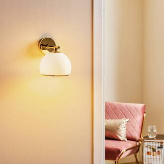 Mina wandlamp, messing messing, wit opaal