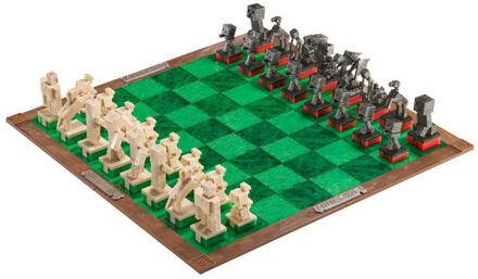 Minecraft Chess Set: Overworld Heroes vs. Hostile Mobs Bordspel