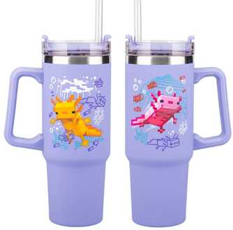 Minecraft Purple 900Ml Insulated Cup And Straw