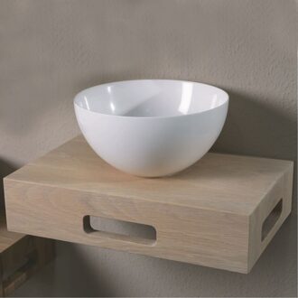 Mineraal Steen Fonteinset Met Opzetkom 40x25x9 cm Glans Wit Luca Sanitair