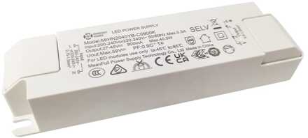 Mingfirst LED Paneel transformator - 40 Watt - DC connector - LED trafo - IP20 voor binnen Wit