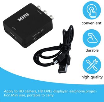 Mini 1080P Hdmi Naar Rca Audio Video Av Cvbs Adapter Converter Voor Hdtv HDMI2AV Video Adapter Converter Box Black