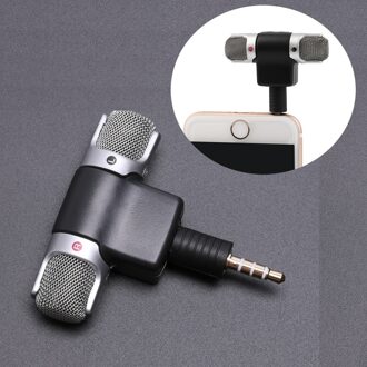 Mini 3.5Mm Jack Microfoon Stereo Microfoon Voor Opname Mobiele Telefoon Studio Interview Microfoon Voor Smartphone Zilver