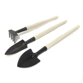 Mini 3 STUKS Tuingereedschap Kleine Tridentate Schop Hark Spade Houten Handvat Metal Head Tuin ToolsNew Qgnv
