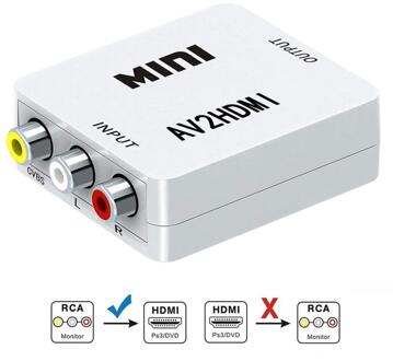 Mini 3RCA Naar Hdmi Cvbs Composiet Video Av Converter Adapter Tv Vhs Videorecorder Dvd 1080P Mini AV2HDMI Video Converter ondersteuning Ntsc Pal 02