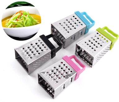 Mini 4 Zijdige Schaafmachine Rvs Kaas Groente Citroen Rasp Multifunctionele Gember Veg Cutter Willekeurige Kleuren