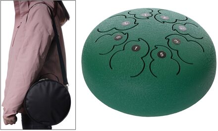 Mini 8 Inch Staal Tong Drum Handpan En Drumsticks Muziek Boek Notities Stickers Voor Jongens Meisjes Groen