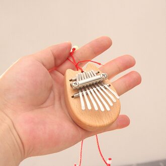 Mini 8 Toetsen Kalimba Mahonie Hout Duim Vinger Pianombira Met Lanyard Percussie Muziekinstrument Speelgoed Voor Beginners