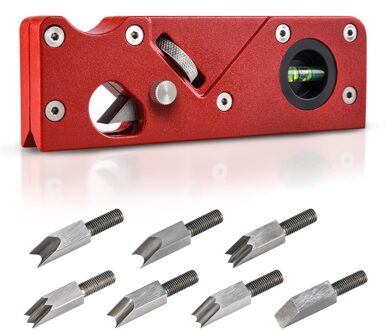Mini Afschuining Vliegtuig Set Voor Hout Draagbare Verstelbare Hout Trimmer Met Level-Meter & Afschuining Houtbewerking Gereedschap Kit 15*5*2Cm MDJ998 rood 3