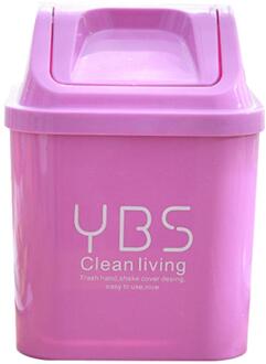 Mini Afvalbakken Desktop Plastic Huisvuilemmer Kantoor Prullenbak Huishoudelijke Opslag Vat Tafel Vuilnisbak Kleine Afvalbak Met Deksel Paars