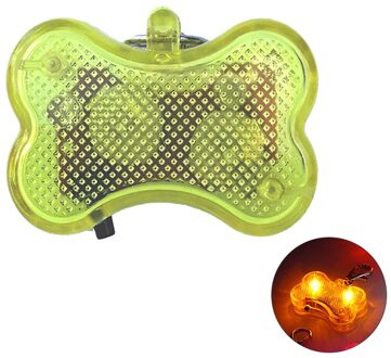 Mini Anti-Verloren Led Bone Vorm Hanger Pet Hond Kat Puppy Led Knippert Kraag Veiligheid Nachtlampje Hanger Hond supplies Pet Producten geel