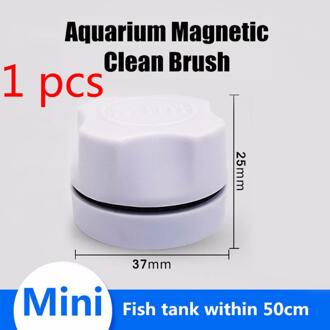 Mini Aquarium Aquarium Magnetische Schoon Drijvende Glas Borstel Algen Schraper Curve Glas Cleaner Window Magneet Schoonmaken Tool 1 wit