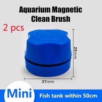 Mini Aquarium Aquarium Magnetische Schoon Drijvende Glas Borstel Algen Schraper Curve Glas Cleaner Window Magneet Schoonmaken Tool 2 blauw