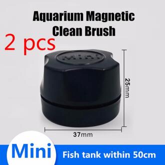 Mini Aquarium Aquarium Magnetische Schoon Drijvende Glas Borstel Algen Schraper Curve Glas Cleaner Window Magneet Schoonmaken Tool 2 zwart
