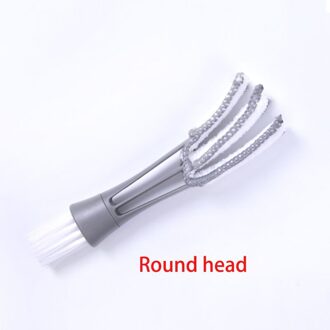 Mini Auto Reinigingsborstel Voor Luchtuitlaat Multifunctionele Jaloezieën Toetsenbord Borstel Dust Tool Voor Auto/Home grijs ronde hoofd