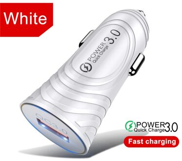 Mini Auto Usb Laders Adapter Snelle Lading QC3.0 Voor Iphone Samsung Xiaomi Huawei Usb Snel Opladen Voor Mobiele Telefoon Auto lader wit