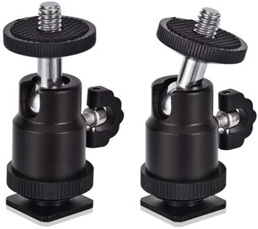 Mini Ball Head [2 Pack] Met Shoe Mount Adapter 360 Graden 1/4 Inch Kleine Bal Koppen Lichtgewicht swivel Micro-Balhoofd Voor D