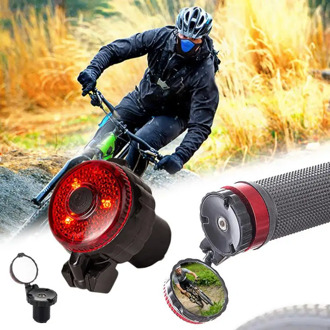 Mini Bicycle Rearview Mirror With Warning Light 360 Degree Rotatable MTB Road Bike Handlebar Mirror Cycling Accessories