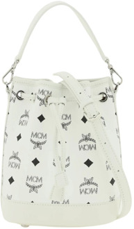 Mini Bucket Tas met Monogram Print MCM , White , Dames - ONE Size