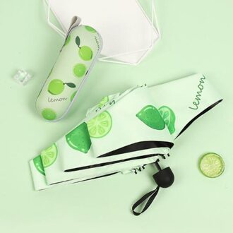 Mini Capsule Pocket Paraplu 210T Dichtheid Vijf Opvouwbare Zonbescherming Anti-Uv UPF50 + Parapluie Verse Kleur Umbrellara In vrouwen limoen
