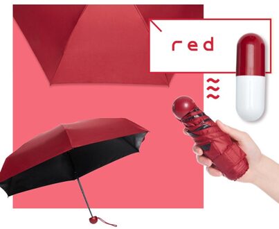 Mini Capsule Vrouwen Paraplu Clear Winddicht Opvouwbare Paraplu Draagbare Pocket Size Anti-Uv Paraplu Voor Sunny Rain Rood