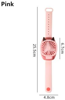 Mini Carry Wrist Fan Horloge Draagbare Draaibare Usb Opladen Air Cooling Fan Afneembare Studenten Speelgoed Horloge Tafel Ventilator roze