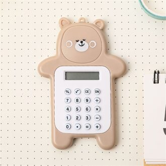 Mini Cartoon Beer Rekenmachine 8 Digit Display Draagbare Batterij Aangedreven Elektronische Rekenmachine School Wiskunde Leermiddelen khaki