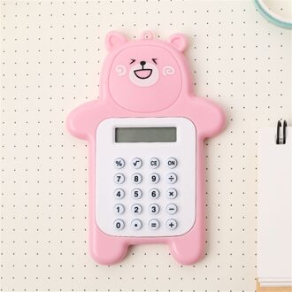 Mini Cartoon Beer Rekenmachine 8 Digit Display Draagbare Batterij Aangedreven Elektronische Rekenmachine School Wiskunde Leermiddelen roze