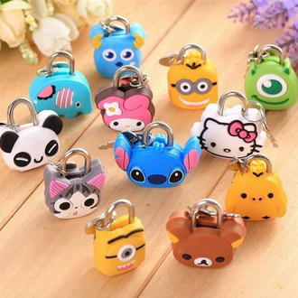 Mini Cartoon Padlocks Key Lock For Zipper Bag Backpack Drawer Cabinet/Tiny Craft Diary/Toy/Stationery Box Hand Bag Luggage Locks